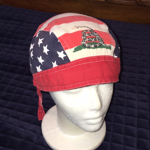 Stars & Stripes Don’t Tread on Me skull cap dew rag motorcycle cap welders hat - Picture 2 of 12